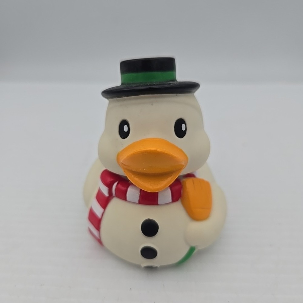 Infantino Holiday Snowman Rubber Duck 150-849 Christmas Bath Toy 2007 3.75"